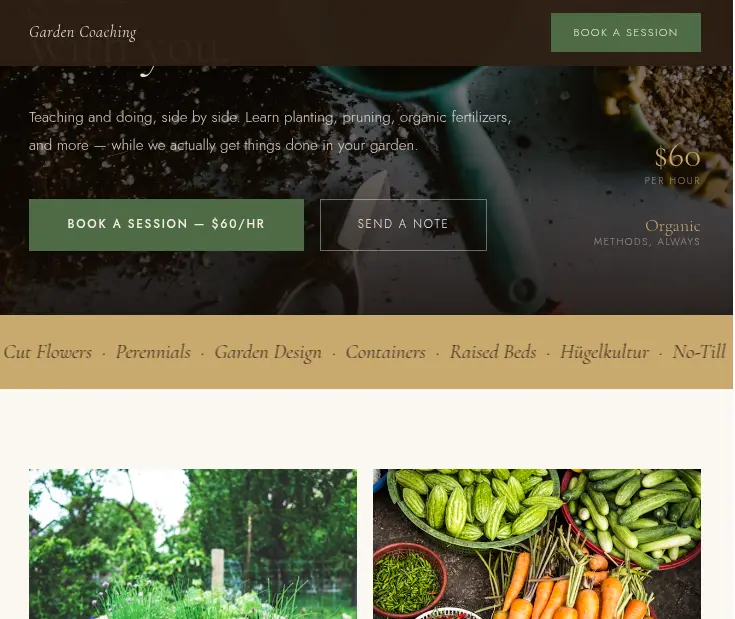 Local garden cosnsulting company with contact form